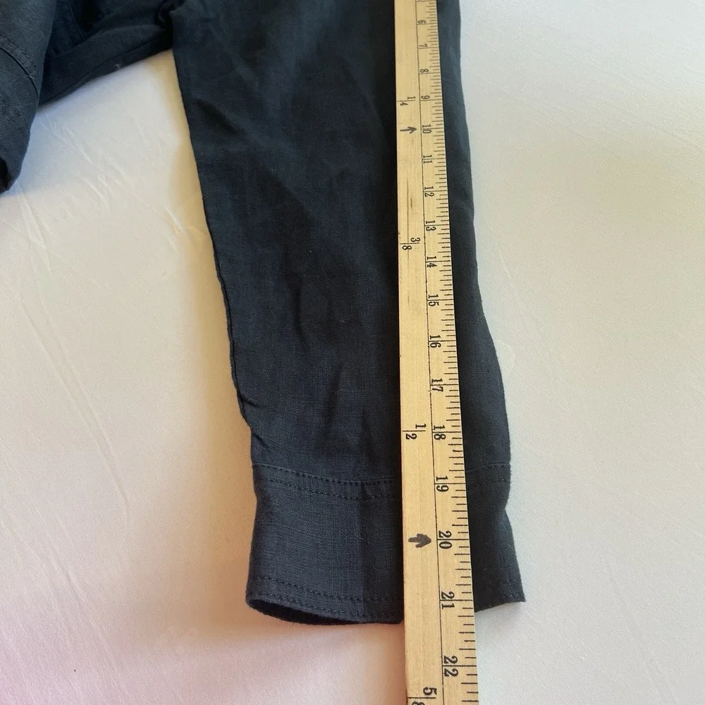 TALBOTS 100%‎ Linen Jacket Womens SMALL Navy Button Front Utility Outdoor Casual - Picture 7 of 8